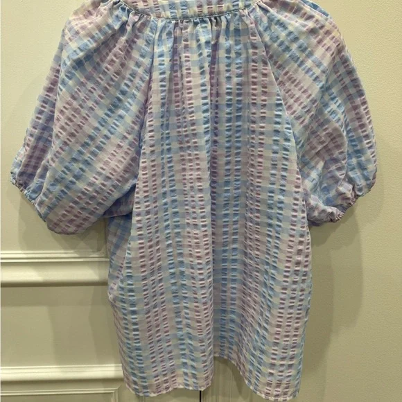 LOFT Women's Blue and Purple Stripe Blouse - Picture 2 of 5